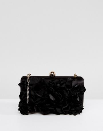 Forever New 3d Floral Box Clutch - Black