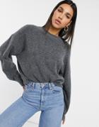 Weekday Aggie Knit Sweater In Charcoal-grey