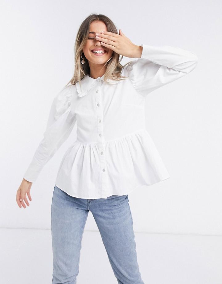Influence Cotton Poplin Collared Shirt In White
