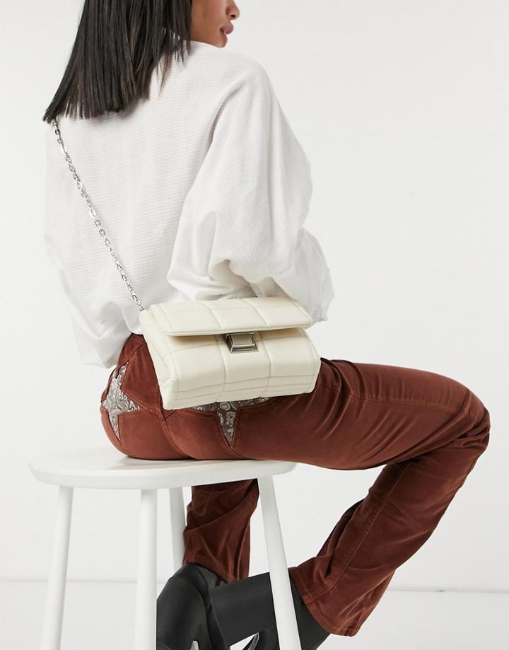 Pull & Bear Padded Shoulder Bag In Cream-white