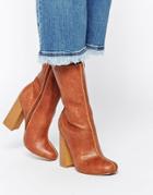 Truffle Collection Nia Calf Heeled Ankle Boots - Tan Pu