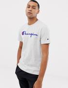 Champion Reverse Weave T-shirt With Large Logo In Gray - Gray