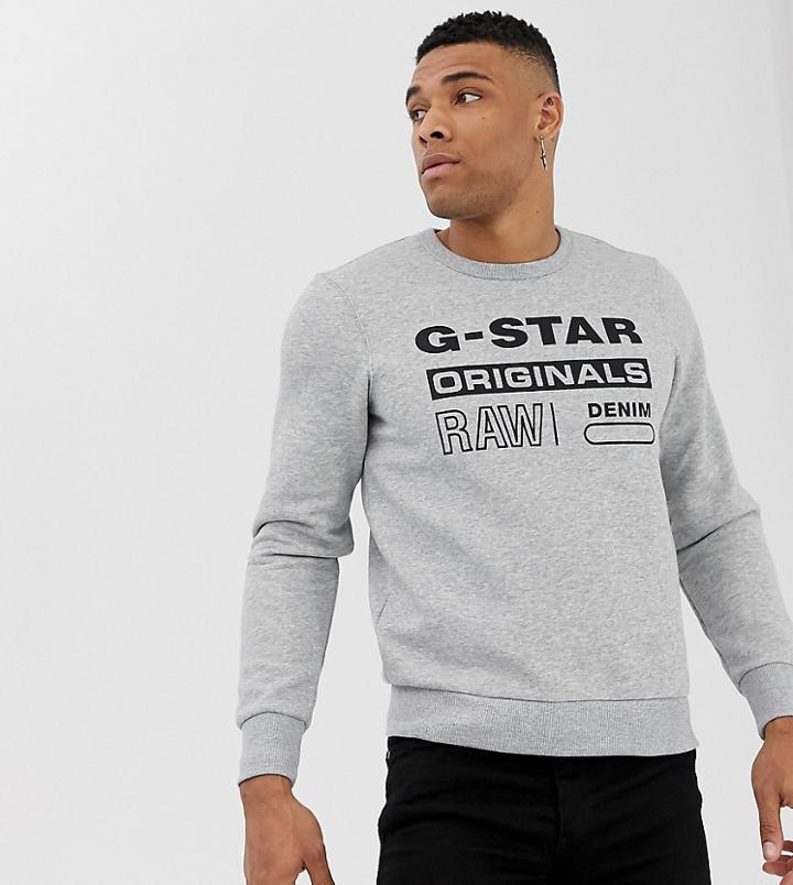 G-star Originals Logo Crew Neck Sweat In Gray - Gray