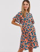Closet Frill Sleeve A Line Dress-pink