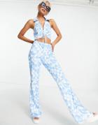 Asos Design Jersey Suit Kick Flare Pant In Psychedelic Print-multi
