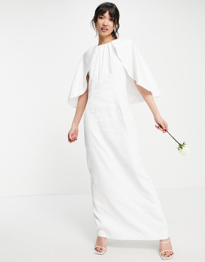 Y.a.s Bridal Maxi Dress With Cape Detail In White