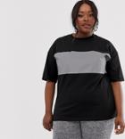 Asos Design Curve Oversized T-shirt With Reflective Panel-black