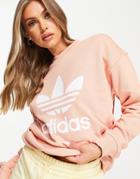 Adidas Originals Adicolor Large Logo Sweatshirt In Blush-neutral