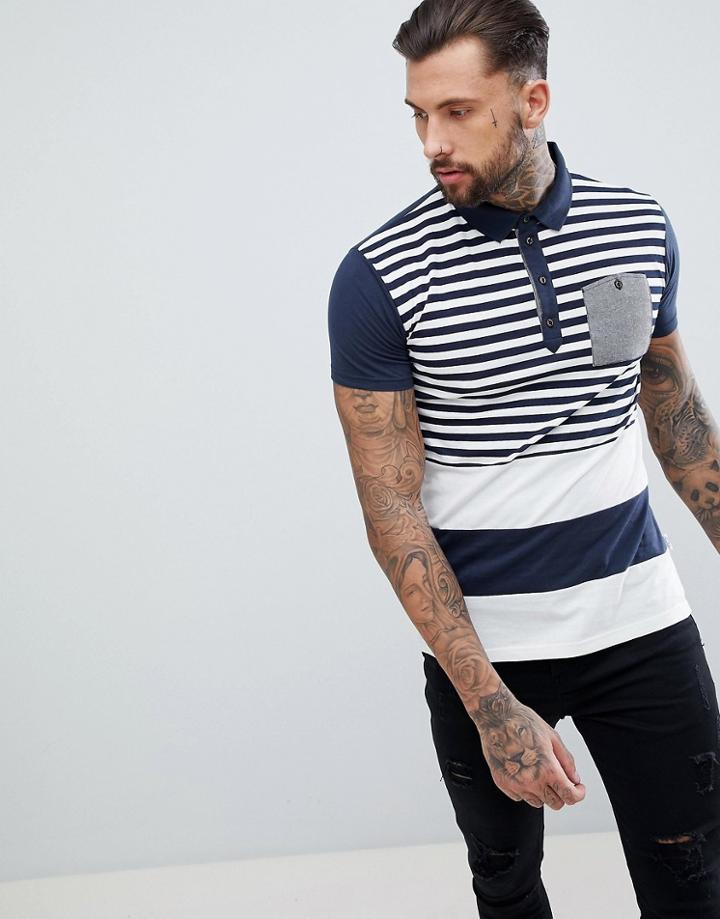 Soul Star Stripe Pocket Polo - Navy