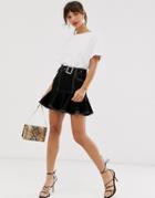 River Island Mini Skirt With Frill Hem In Black
