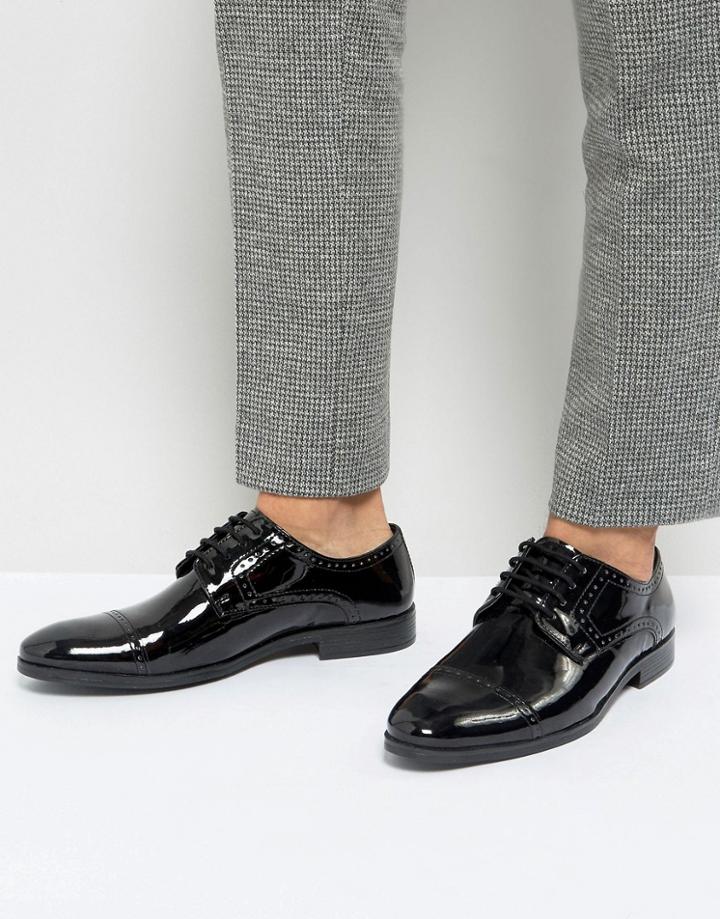 Silver Street Patent Toe Cap Oxford - Black