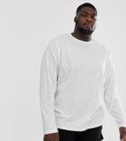 Asos Design Plus Oversized Long Sleeve T-shirt In White