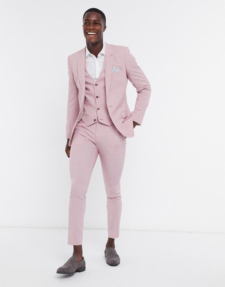 Asos Design Wedding Super Skinny Suit Suit Vest In Rose Cross Hatch-pink