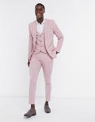 Asos Design Wedding Super Skinny Suit Suit Vest In Rose Cross Hatch-pink