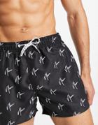 New Look Nlm Print Shorter Length Swim Shorts In Black