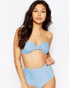 Asos Mix And Match Seersucker Stripe Square Bow Bikini Top