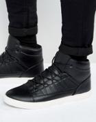 Asos High Top Sneakers In Black With Perforated Tongue - Black