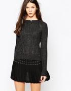 Pepe Jeans Stilt Mock Neck Cable Knit Sweater - Black
