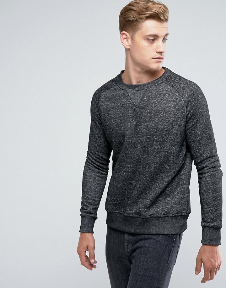 Brave Soul Fleck Crew Neck Sweat - Black