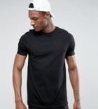 Asos Design Tall Longline T-shirt With Crew Neck In Black - Black