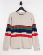 Levi's Red Tab Logo Stripe Long Sleeve Top In Cream/red/green-neutral