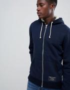 Abercrombie & Fitch Fleece Lined Full Zip Hoodie Chest Logo In Navy - Navy