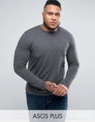 Asos Plus Long Sleeve T-shirt - Gray