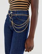 Asos Design Chain Waist And Hip Belt In Gold