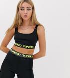 Crooked Tongues Crop Top With Branded Elastic - Black