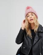 New Look Cable Knit Pom Bobble Hat - Pink