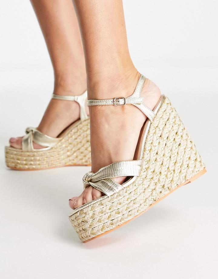 Simmi London Espadrille Wedge Sandals In Gold
