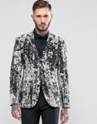 Asos Extreme Super Skinny Blazer With Black And White Design - Multi