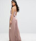 Tfnc Bandeau Maxi Bridesmaid Dress With Bow Back Detail - Pink