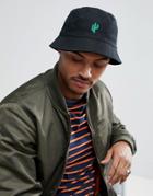 Asos Bucket Hat In Black With Cactus Embroidery - Black