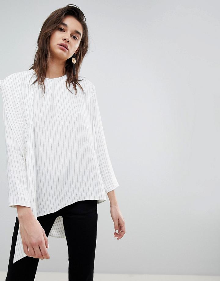 Asos White Striped Top With Tie Detail