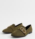 New Look Double Ring Loafer In Khaki-green