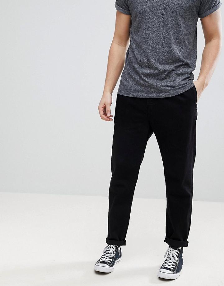Asos Double Pleat Jeans In Black - Black