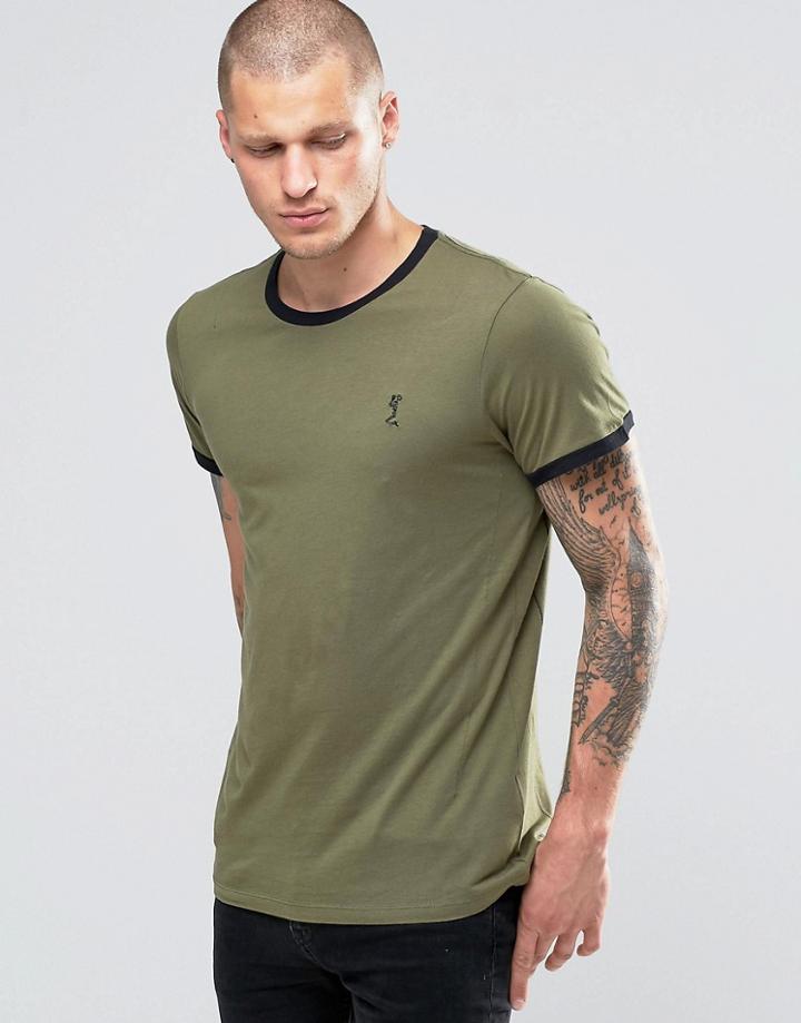 Religion Crew Neck Ringer T-shirt - Khaki