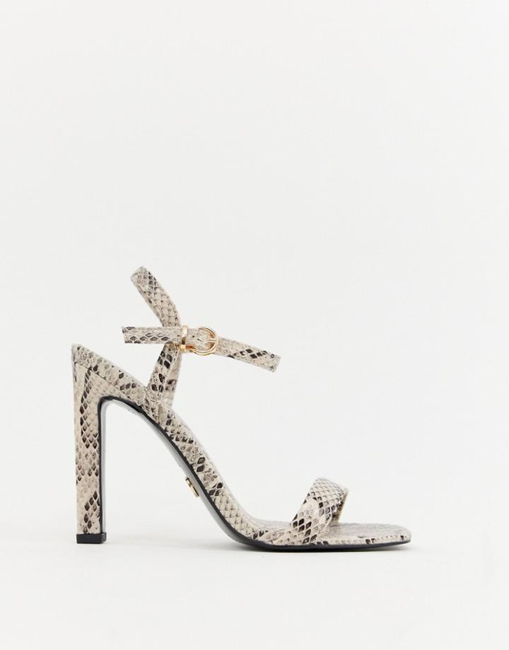 River Island Heeled Sandals In Snake Print-multi