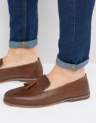 Asos Loafers In Tan Leather With Snake Finish - Tan