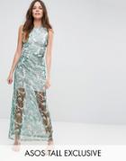Asos Tall Palm Print Midaxi Dress - Multi