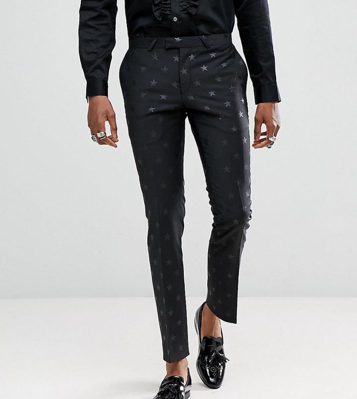 Noose & Monkey Super Skinny Tux Pants In Star - Black