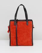 Asos Mini Suede Boxy Shopper Bag With Detachable Strap - Red