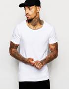 Asos Fitted Fit T-shirt With Scoop Neck And Stretch In White - White