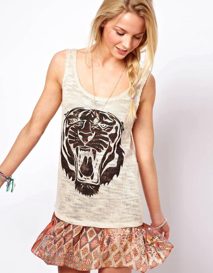 Asos Tiger Tank - Cream