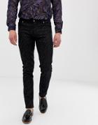 Asos Design Skinny Jeans In Washed Black Animal Print - Black