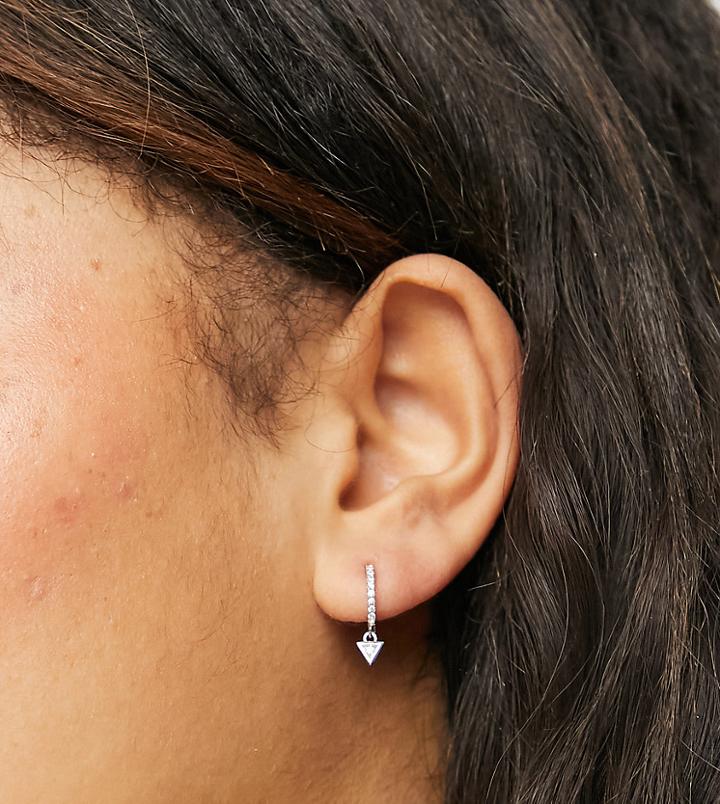 Kingsley Ryan 10mm Huggie Hoop Earrings With Triangle Drop In Sterling Silver