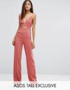 Asos Tall Cami Cut Out Jumpsuit - Pink