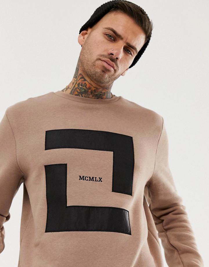 River Island Sweatshirt With Logo Print In Brown - Brown