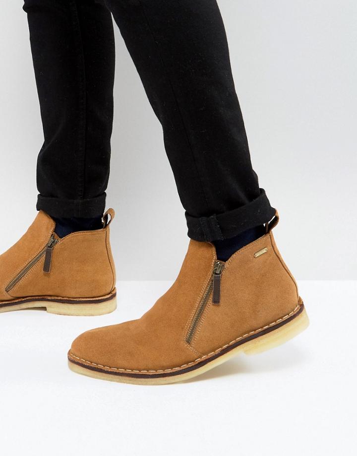 Kg Kurt Geiger Otis Suede Zip Boots In Tan - Stone